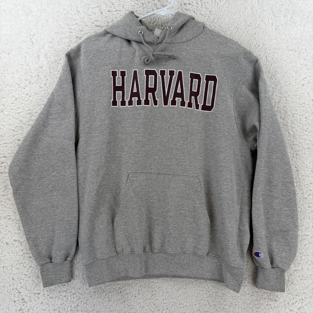 Harvard Crimson Sweatshirt Mens Medium Gray NCAA College Champion Hoodie